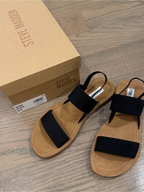 NWT Steve Madden Roman Black Sandals 6.5